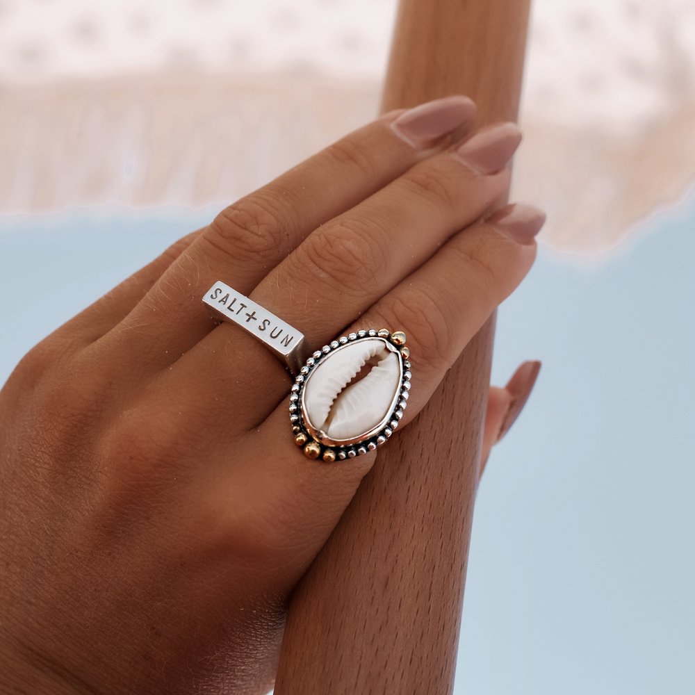 Golden Crowned Cowrie Ring