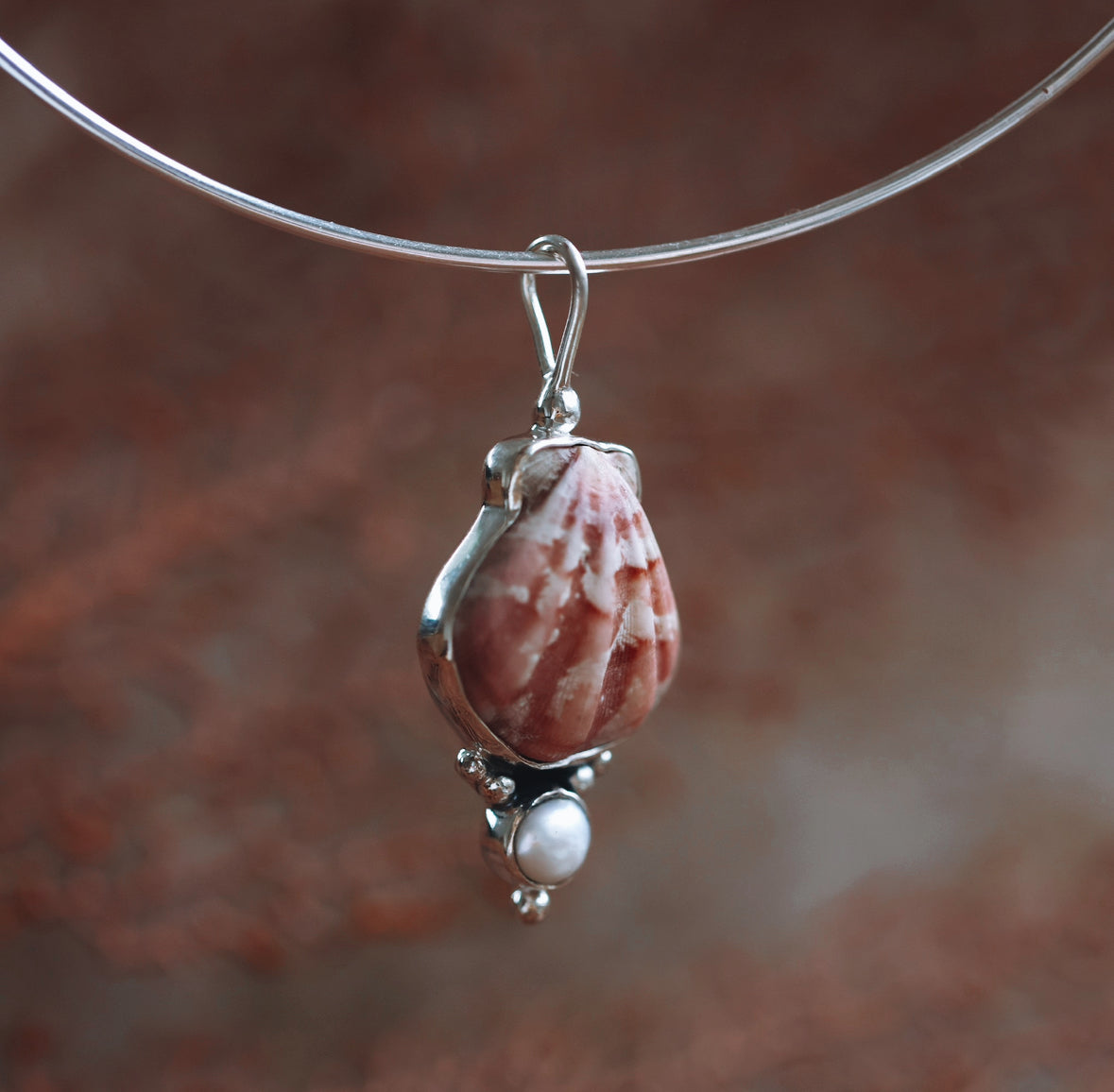 Japanese Decatopecten and Pearl Necklace