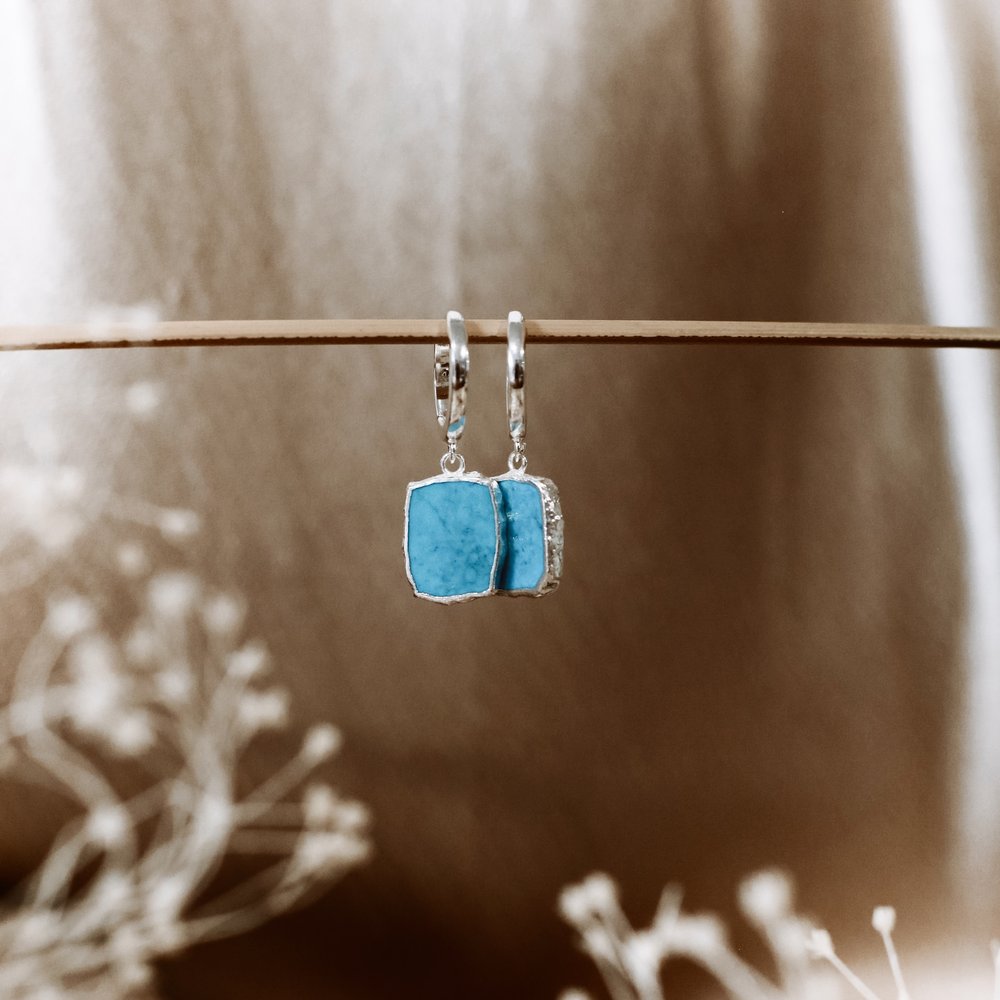 Turquoise Hoops Gold/Silver