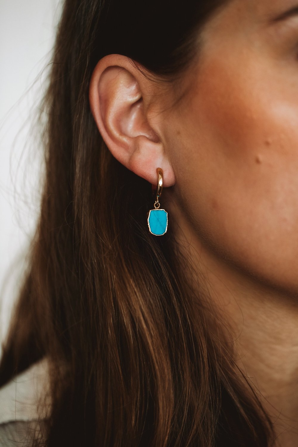 Turquoise Hoops Gold/Silver