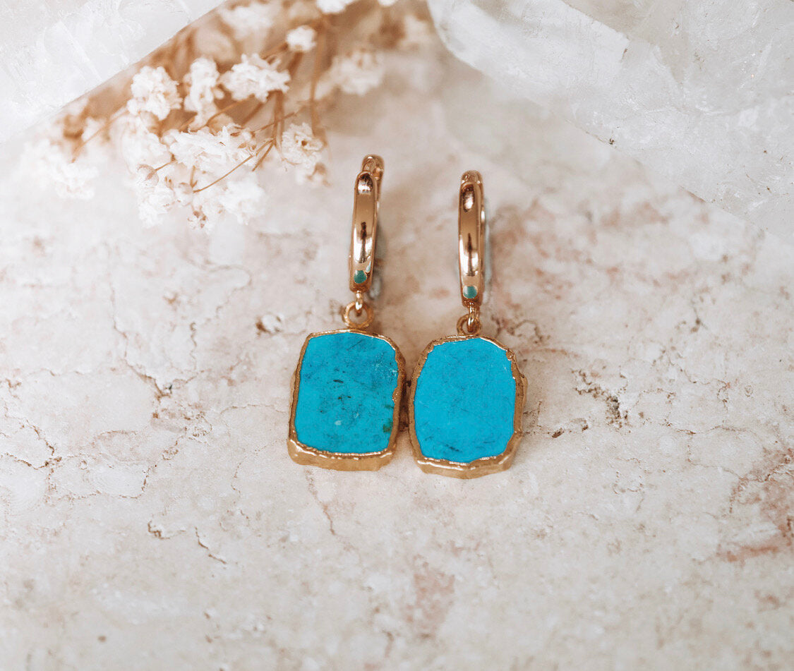 Turquoise Hoops Gold/Silver