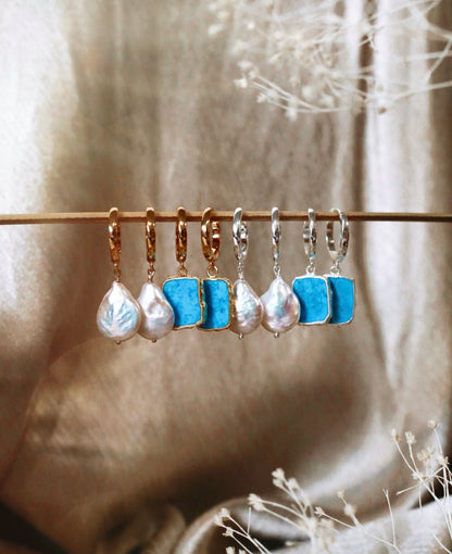 Turquoise Hoops Gold/Silver